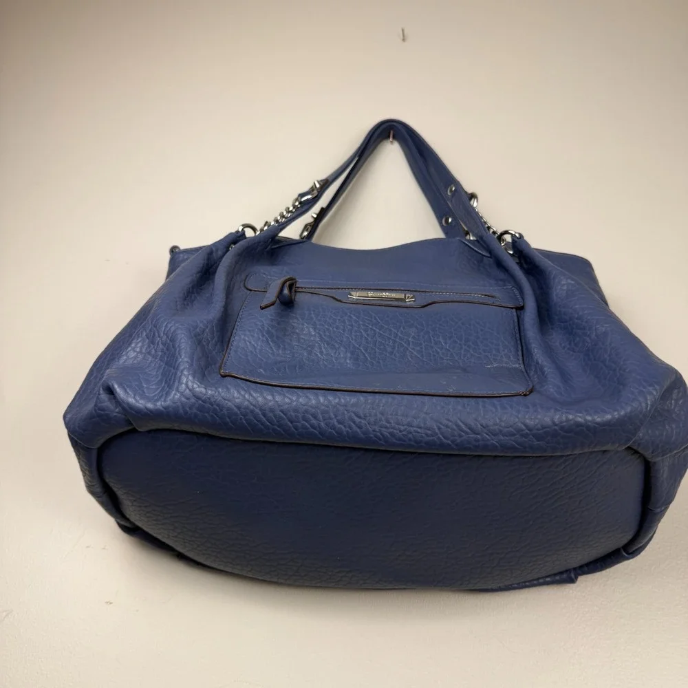 Jessica Simpson Shoulder Bag Women's Blue Pebbled Leather Classic Front Pocket
